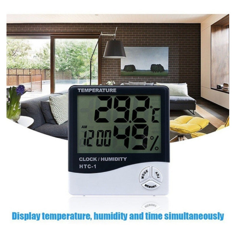 Termohigrometro Digital Higrometro Reloj Temperatura Htc-2